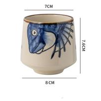 Japanese style Handle-less Ceramic Tea CupsTteacup Puffer Fish And Cat Pattern Coffee Cup Espresso Mug 101-200ml