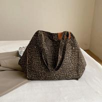 Moteriška vintažinė peties rankinė Leopardų rašto rankinė Madinga didelės talpos drobės rankinė Kasdienė tote rankinė Didelė pirkinių rankinė Moteriška rankinė Po pažastimi esanti rankinė ruda