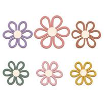 6Pcs/Set Bohemia Flower Wall Hanging Ornament Decoration Farmhouse Rustic Wooden Floral Wall Art Home Office Living Room Bedroom Wall Decoration A