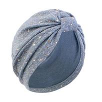 Turban Hat for Women, Sequined Crepe Fabric Headwrap, Ethnic Style Knotted Front Headwrap for All Face Shapes pilka