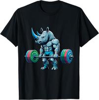 Rhinoceros Weightlifting Powerlifting Gym Rhino For Fitness Tshirt Cotton Streetwear Graphic T Shirts Unisex Clothing Camiseta S