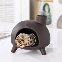 Handmade Ceramic Palo Santo Holder Burner - Mini Chimenea Incense Dish for Palo Santo and Sticks .Sage Holder for for Aromatherapy, Yoga, Meditation juoda