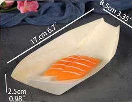 MOQ100pcs 7 Inch Disposable wooden Sushi Dessert Boat-shaped Box for Japanese Cuisine Paper Plate Snack box Takeout box L18.5XW10XH2.5cm