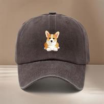 This Is a Baseball Cap with a Corgi Lying Down Print It Features a Relaxed Fit and Adjustable Sizing The Unisex Duckbill Cap I 1pc