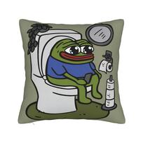 Sad P-Pepe Frog Toilets Pillowcase Polyester Cushion Cover Decorations Funny Meme Throw Pillow Case Cover Home Zipper 18' 40x40cm