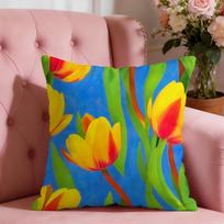 Decorative Floral Tulip Pillowcase Cover for Home Accent Cushion Modern Vibrant Living Room Decor Print 40x40cm 35x35cm