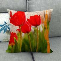 Watercolor painting of beautiful tulips Digital printing short plush pillow covers for car sofa office cushion cover home goods 35x35cm