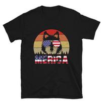Merica Husky July 4th of July  USA US Flag T-Shirt S