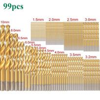 99 Pcs1.5mm-10mm Titanium Drill Bit Set for Steel Wood Plastic, Metal Copper Aluminum Alloy with Storage Case