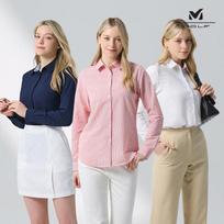 Millet Golf Women'S Seersucker Shirt 3 Colors Dark Navy/105