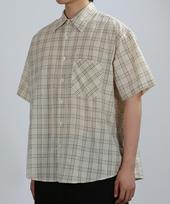 Johnny West Golf Check Half Shirt (Bunker Beige) 50