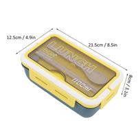 2PCS 1.1L Leakproof Lunch Box 2 Compartment Bento Lunch Box Food Storage Container  For Office mėlyna