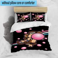 1PC Monkey Blowing Bubble  3pcs Bedding,Including 1pc Duvet Cover And 2pcs Pillowcases Perfect for Christmas,Ideal for Bedroom, Dormitory 135cm*200cm