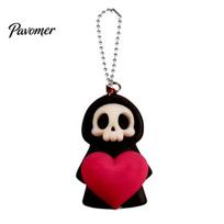 Backpack Accessory Holding Heart Grim Reaper Keychain Charm, 3D Printed Gothic Skull Decor with Hanging Pendant Ball Chain, Backpacks Bags Purse A