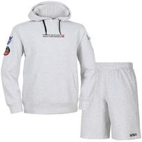 Nasa Unisex Standard Sweatshirt With Wappen Hoodie + Knee-Length Cotton Shorts Set [Melange White] 95