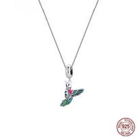 Autentiška 925 sterlingų sidabro emalio Kingfisher pakabukas karoliai paukščių žavesio kaklo grandinėlė moterims puiki papuošalų dovana white