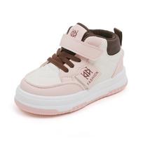 Spring Children's Korean-Style Comfortable Soft Bottom Skateboard Shoes High-Top Velcro Boys 'And Girls' Sneakers 32 chaki