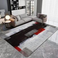 Grey and Red Abstract Art Painting Area Rug Machine Carpet for Bedroom Home Living Room Kitchen Entrance Doormat Non Slip Mat 80x120cm-32x47in gray