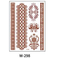 Indian Lace Tattoo Sticker Reddish Brown Waterproof Henna Tattoo Sticker Tatto W298-S