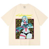 230 Gsm 100% Cotton Cyberpunk Edgerunners V3 Rebecca Print Unisex Heavy Cotton T Shirt XS abrikosas