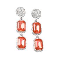 Long Geometric Drop Earrings With Crystal Zinc Alloy For Evening Parties And Daily Wear raudona