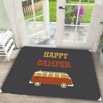 Kemperio Kempingo Spausdintos Kiliminės Dangos Laimingi Stovyklautojai Durų Kilimėliai Virtuvė Miegamasis Svetainė Veranda Įėjimas Neslystantis Kilimas 40cm x 60cm brown
