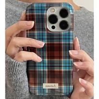 Korean Blue Brown Grid Vortex Glaciers Phone Case For iPhone 17 16 15 14 13 12 11 Pro Max 17 Air XS XR X 7 8 Plus Silicone Cover iPhone 15 Pro