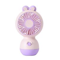 Cartoon Rabbit Desktop Small Fan - USB Charging Handheld Electric Fan with Adjustable Wind Direction for Up and Down Movement Fat Tummy Rabbit rožinė/violetinė