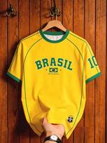 Brazilijos futbolo marškinėliai futbolo marškinėliai Retro spaudinys Kvėpuojantys greitai džiūstantys Treniruočių gerbėjų sportiniai trumpomis rankovėmis viršutiniai drabužiai Chic drabužiai S orange