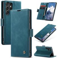Case for Samsung S25 S24 S23 Ultra Plus FE  A55 A35 5G Leather Kickstand Card Holder Pocket Stand Flip Magnetic Flip Full Cover Samsung S25 Ultra mėlyna