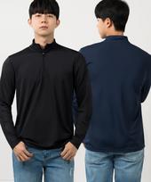 Armedes [2Pack] Functional Zip-Up Long Sleeve T-Shirt Ar-205 (2 Colors) Navy+Navy/2Xl