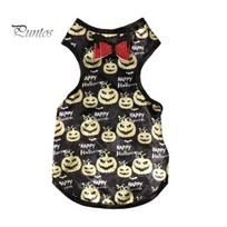 Dog T-shirt Halloween Pet Costume, Pumpkin Print Vest for Small Dogs Cats, Glitter Bow Festive Costume Tie Puppy Outfit, Cute Clothes Party S juoda