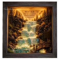 Night Light for Bedroom LED Photo Frame, Up Picture Wooden with Soft Non-dazzling Scenic Art Print, Ambient Lighting Living Room Coastal Home Decor