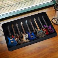 Guitar Theme Doormat Music Lover Rug, Non-Slip Machine Washable Polyester Door Carpet for Entrance Decor and Home Decor 40cm x 60cm