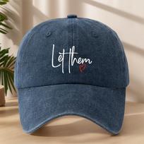 Let Them Heart Baseball Cap Washed Cotton Distressed Graphic Trucker Hat Unisex Street Style One Size