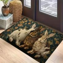 Cute Rabbit Print Welcome Mat Reborn Rabbit Indoor and Outdoor Universal Non-slip Floor Mat Soft Carpet for Kitchen and Bathroom 40cm x 60cm