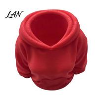 Desk Pencil Holder 3D Printed Hoodie Pen Holder, Women Hooded Sweatshirt Storage Space Saving Organizer Container, Stationery Box for Home Office Kids raudona
