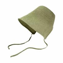 Lace Up Closure Linen Straw Bonnets Bow Accent Wide Brim Cloche Hat  Beach Vacation žalia