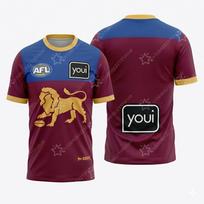 Retro Australijos Futbolo AFL Brisbane Lions Marškinėliai Vyriški Trumpomis Rankovėmis BBFC Regbio Marškinėliai Sportinė Apranga Komandos Treniruočių T-shirt Paplūdimio Viršus S blue