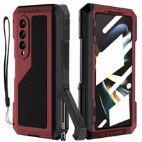 For Samsung Z Fold 7 6 5 4 heavy-duty Aluminum Shockproof Protective Metal Case Dropproof Anti-scratch Cover Built-in Bracket Galaxy Z Fold7 raudona