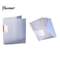 File Pockets 11 Hole Expandable Binder Folders for 2/3/4 Ring Document Pouch, Plastic Envelopes Soft Color Organizers Pocket with Snap Button & Label, 3pcs A
