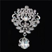 DIEZI Luxury White Crystal Water Drop Brooches for Wedding Women Party Dress Silver Color Rhinestone Bridal Bouquet Brooch pins