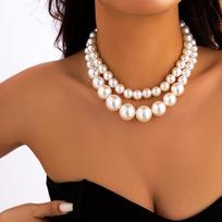 DIEZI Exaggerated Elegant Big Pearl Beads Choker Necklace For Women Female New Luxury Bride Clavicle Chain Necklace Jewelry