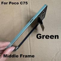 For Xiaomi Poco C75 Middle Frame Front Bezel Faceplate Frame With Side Button Repair Spare Parts Middle Green