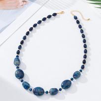 Irregular Starry Sky Halo Blue Resin Beads Necklace Vintage Exaggerated Clavicle Chain Women Fashion Jewelry mėlyna