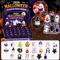 2026 Halloween Advent Calendar – Days Countdown with 2D Acrylic Ornaments for Kids Teens Adults One Size