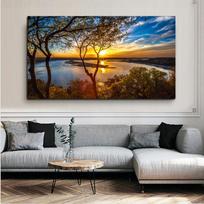 Šiuolaikinis saulėlydžio medžio dangus Natūralus peizažas Drobės tapyba Plakatai ir spaudiniai Cuadros Wall Art Svetainės namų dekoras be rėmelio 20*40cm