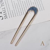 Moterų mėsainiai plaukų kamšteliai metaliniai U formos plaukų aksesuarai galvos apdangalas Plaukų lazdelės Elegantiškas temperamentas arc mėlyna