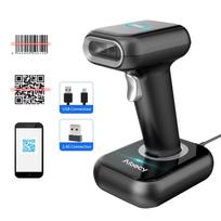 Aibecy didelės spartos brūkšninių kodų skaitytuvas 1D/2D/QR kodo skaitytuvas 2.4G belaidis ir USB laidinis brūkšninių kodų skaitytuvas 2.4G & USB(With Base) juoda