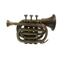 Muzikinis Antikvarinis Vintažinis Žalvarinis Trimitas Kišeninis Ragas 3 Vožtuvų Pūstukas Geriausiai Dovanai black